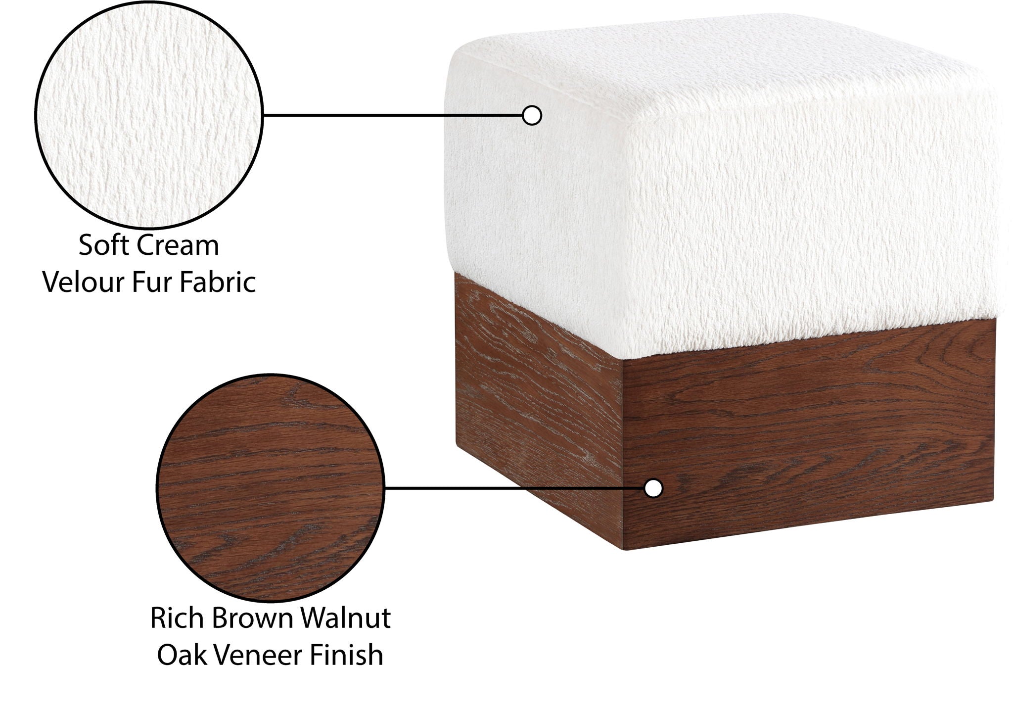 Havre - Ottoman / Stool With Brown Base