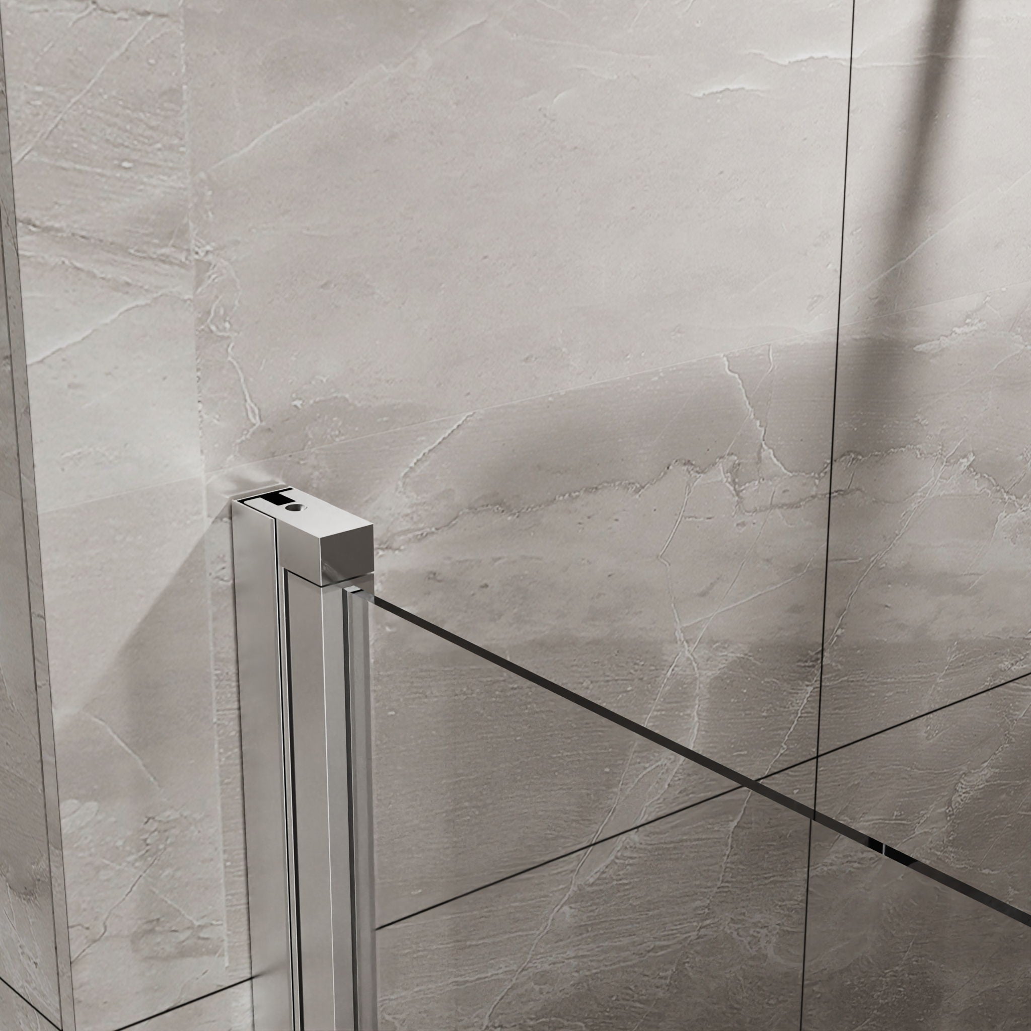 Pivot Shower Door, Tempered Glass, Semi Frameless