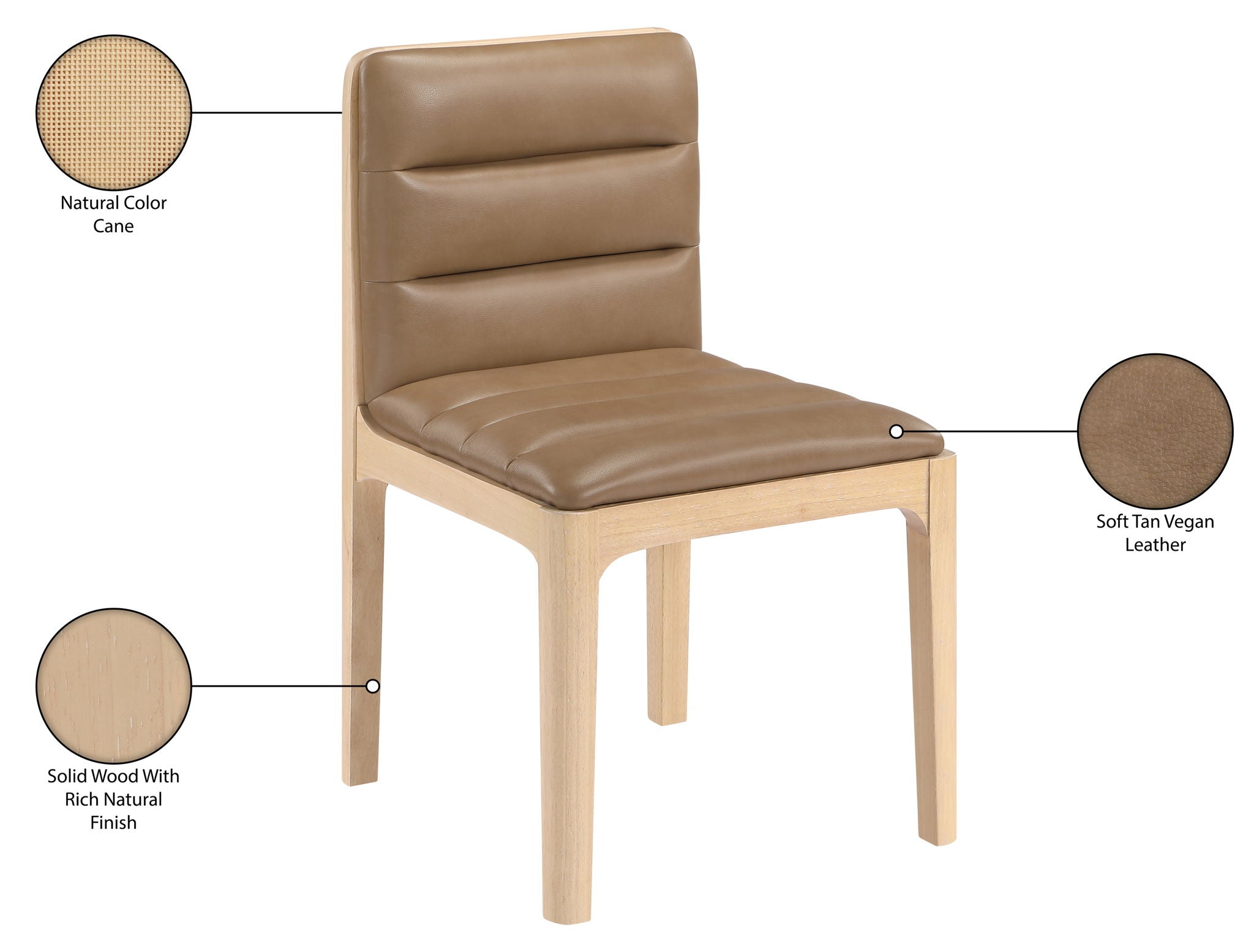 Ellis - Vegan Leather Upholstered Dining Chair (Set of 2) - Tan / Natural