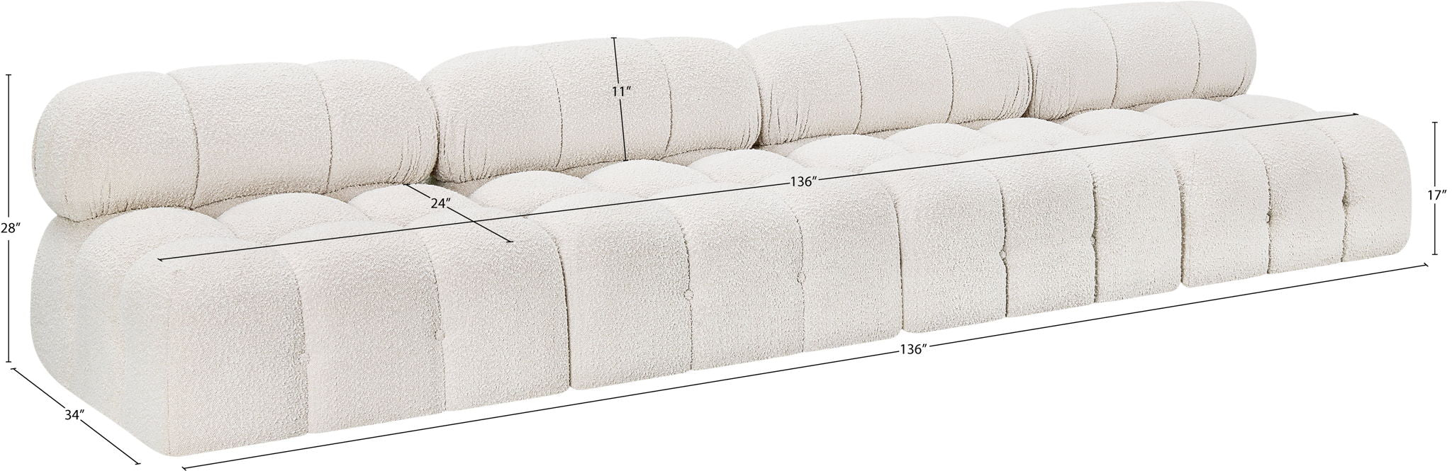 Ames - 4 Seat Modular Armless Sofa