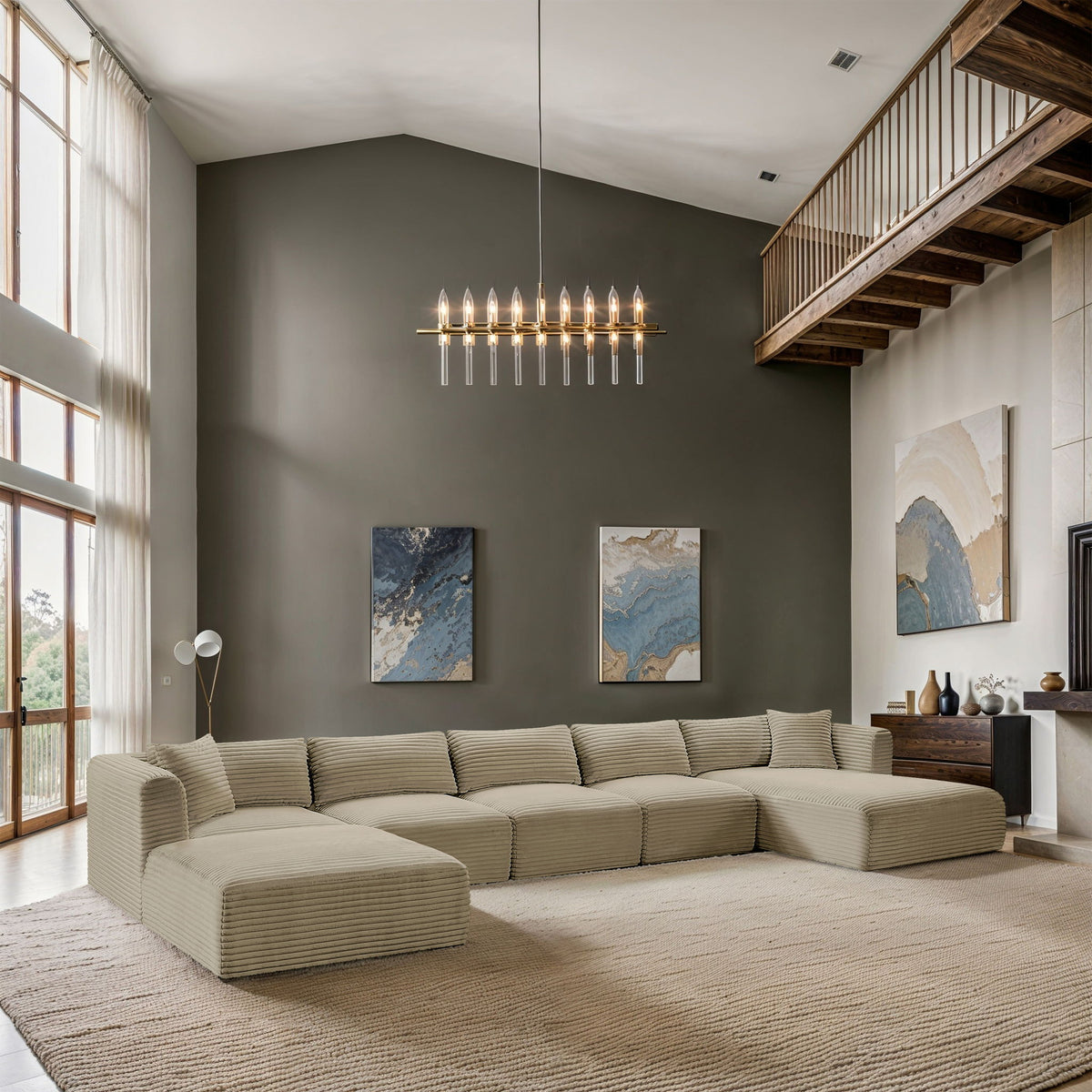Shaggy - 6 Piece Modular Sectional With Chaise And Ottoman