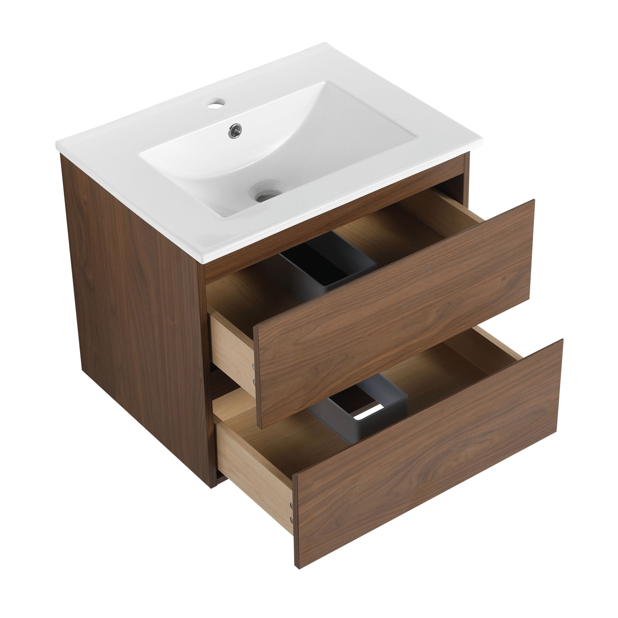 Wall Mounted Bathroom Vanity & Sink, 2 Soft Close Drawers