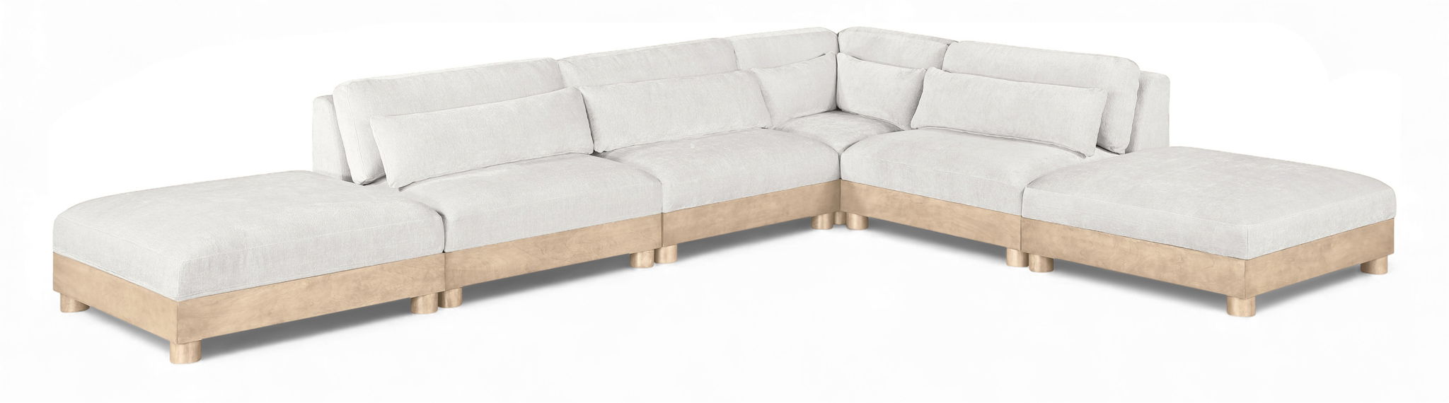 Turin - Chenille Fabric Upholstered Modular Sectional - White