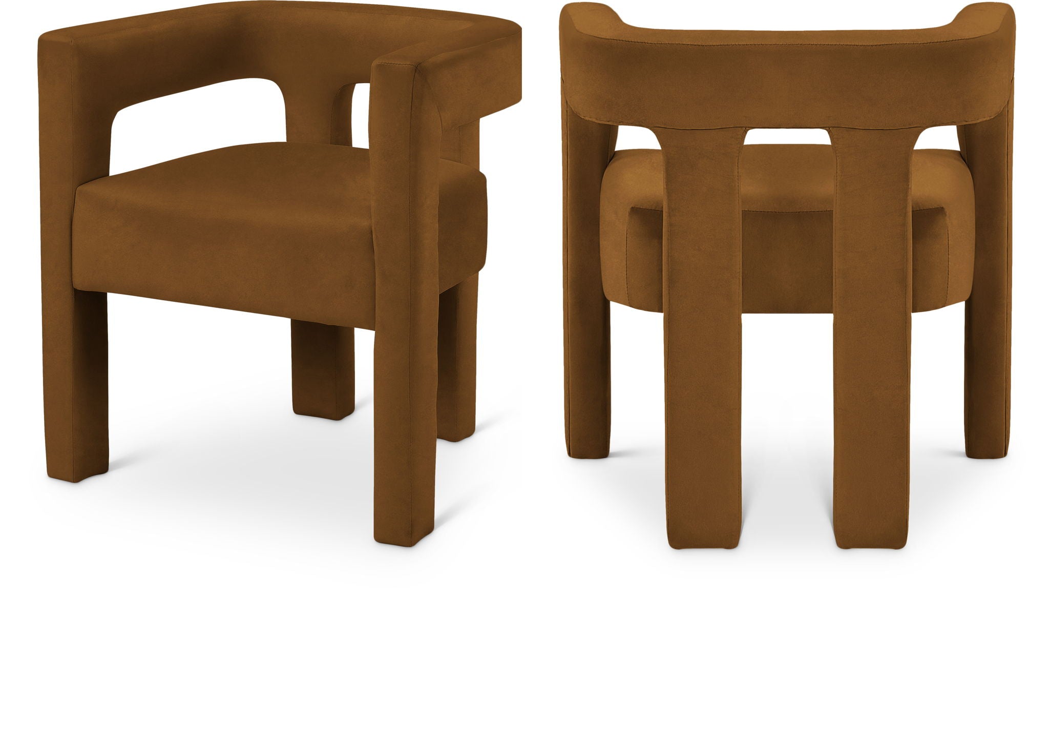 Athena - Velvet Dining Chair - Saddle