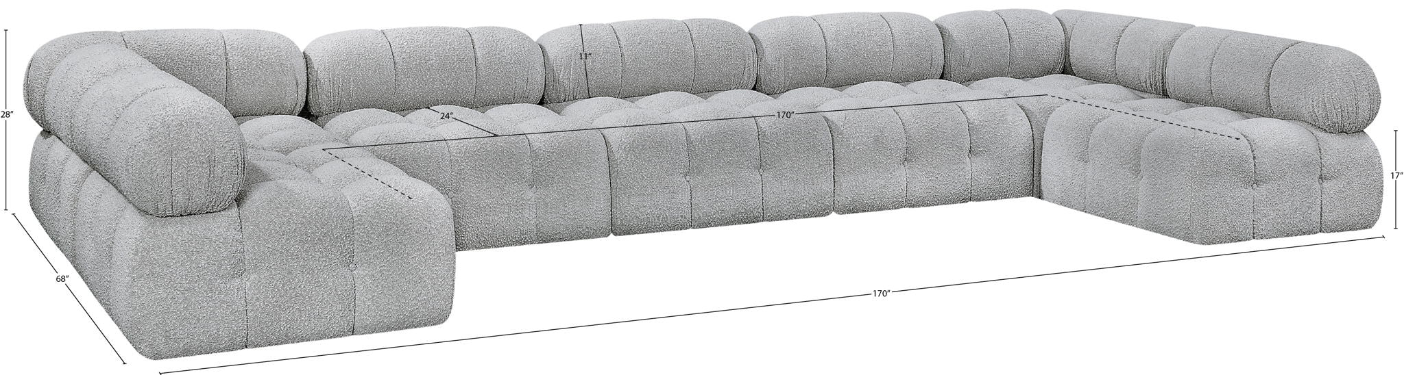Ames - 7 Piece Boucle Fabric Modular Sectional