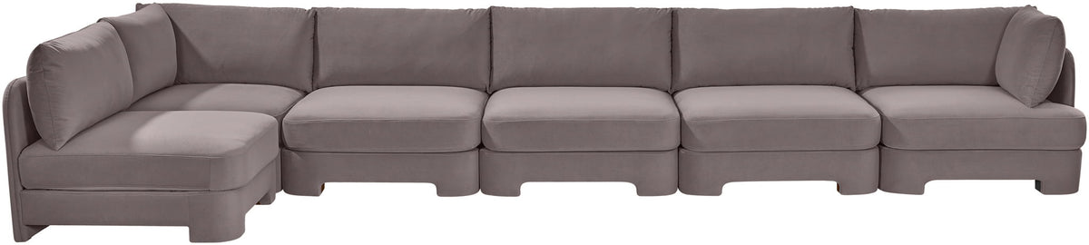 Hammond - Velvet Performance Fabric Upholstered 6 Piece L-Shaped Armless Sectional