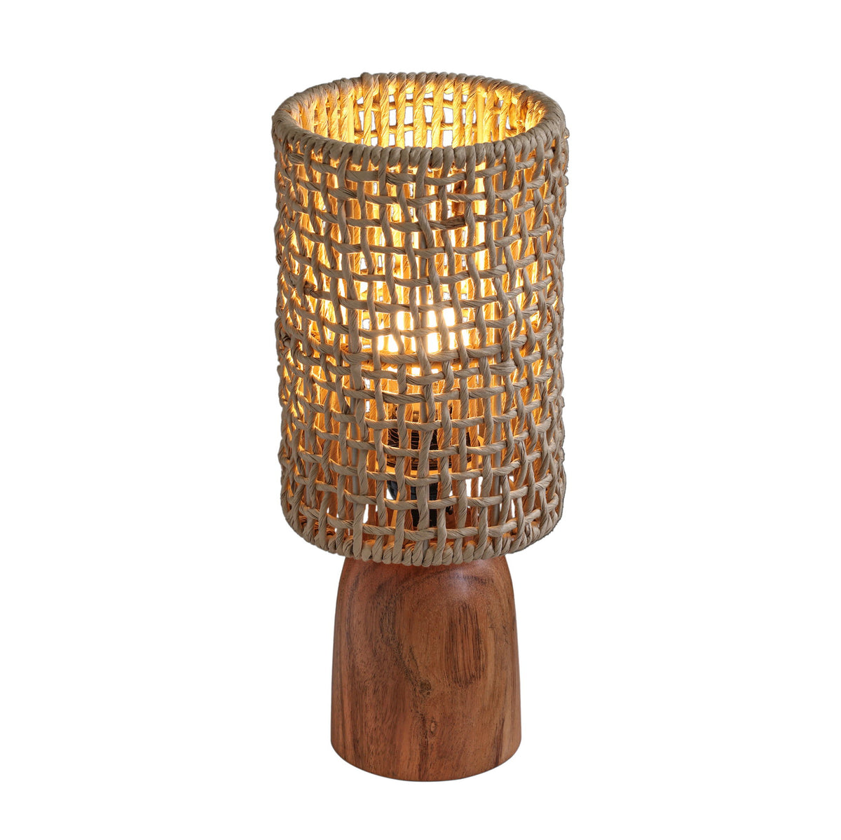 Kombu - Raffia and Wood Small Table Lamp - Natural