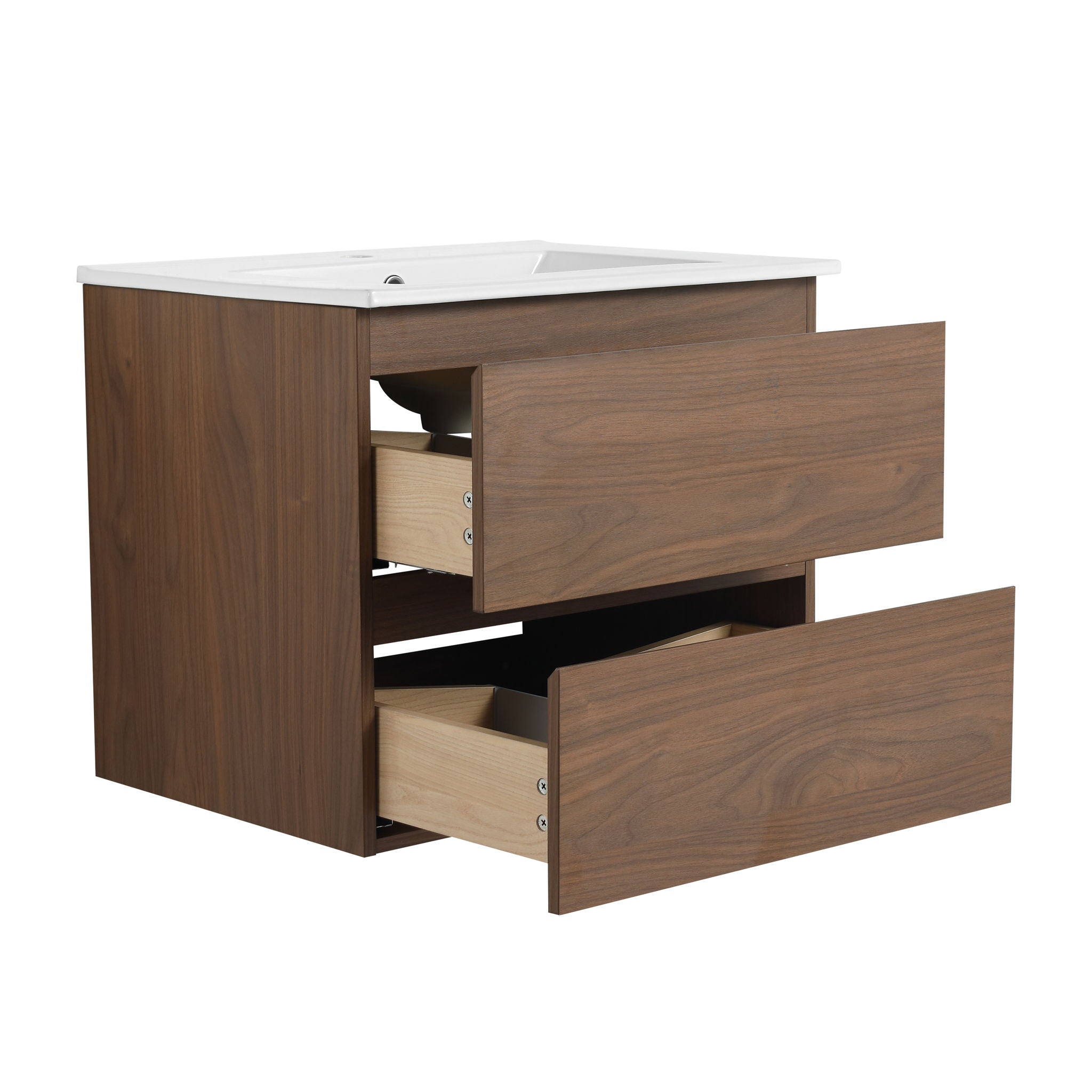 Wall Mounted Bathroom Vanity & Sink, 2 Soft Close Drawers