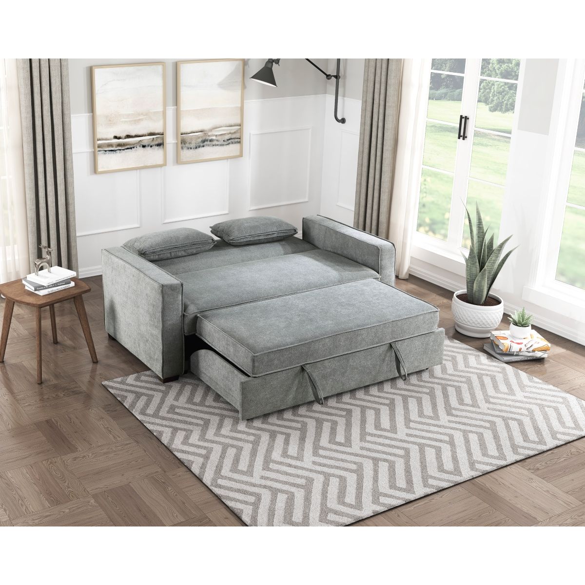 Alta - Convertible Studio Sofa With Pull-Out Bed - Gray