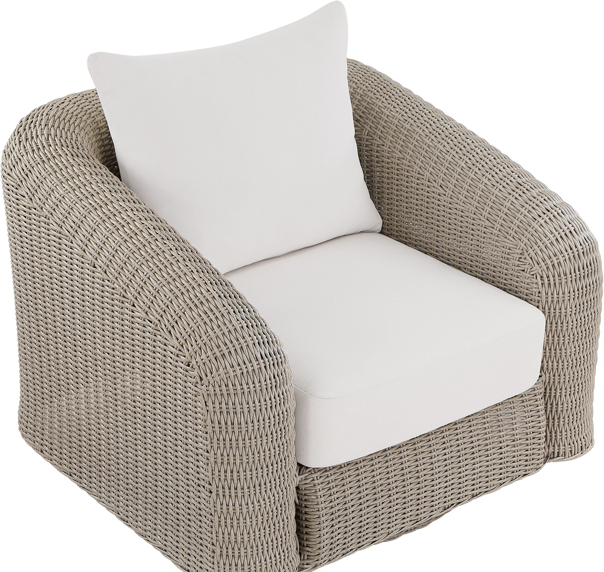 Seacrest - Olefin Water Resistant Fabric And Wicker Outdoor Patio Swivel Chair