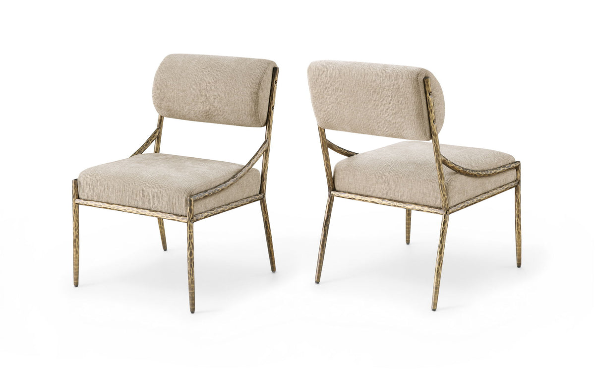 Bastille - Upholstered Dining Side Chair (Set of 2) - Brass Frame