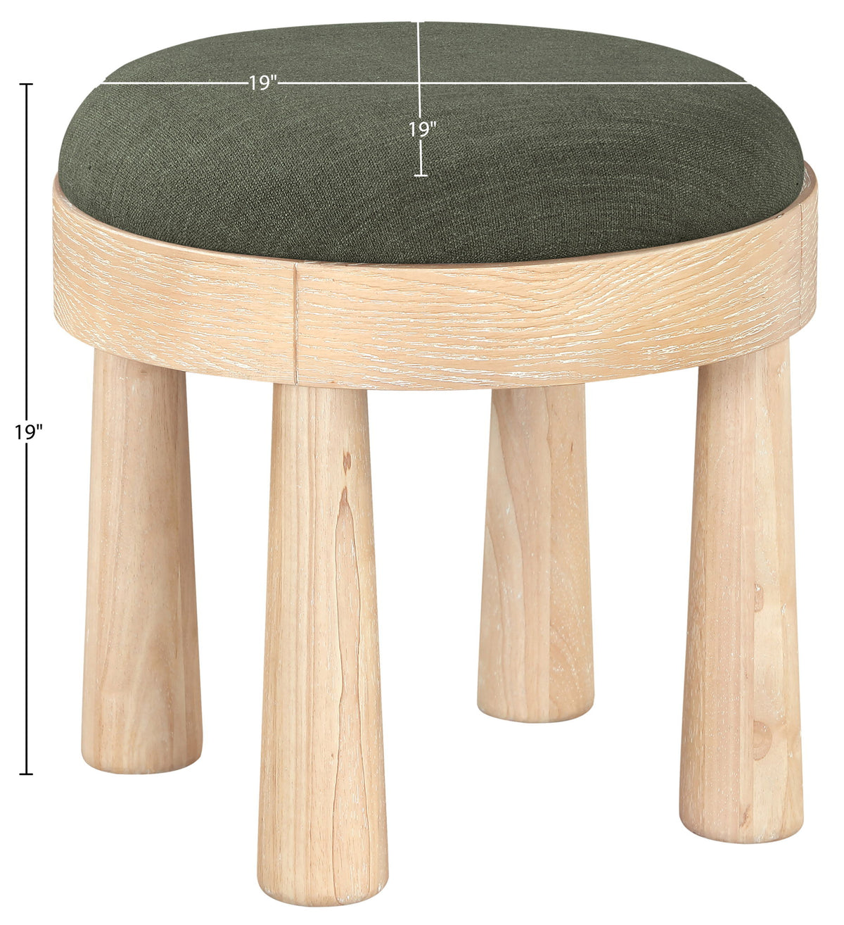 Larea - Linen Textured Fabric Ottoman - Natural Base
