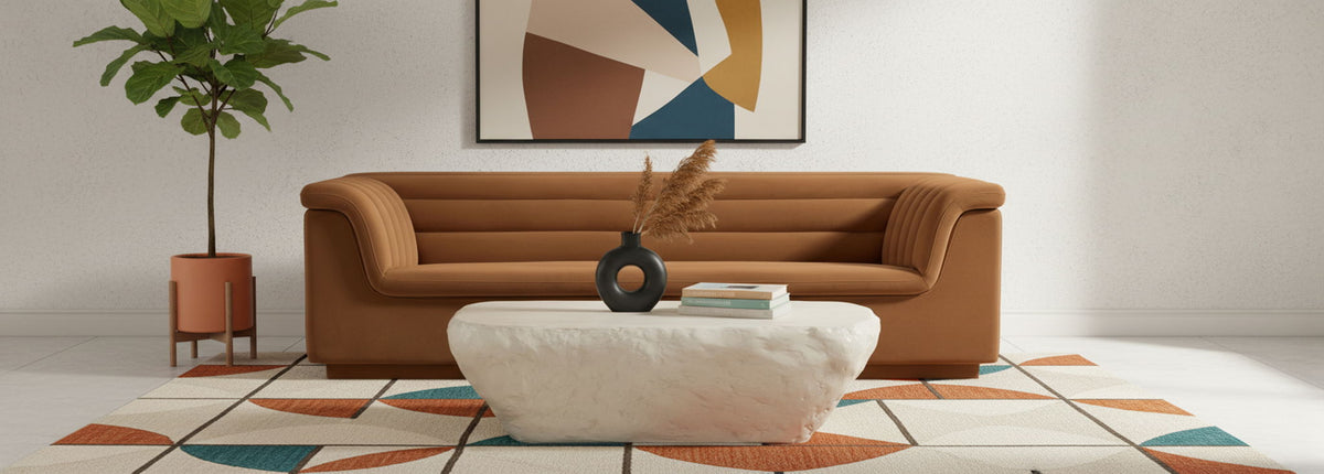 Cascade - Velvet Sofa - Saddle