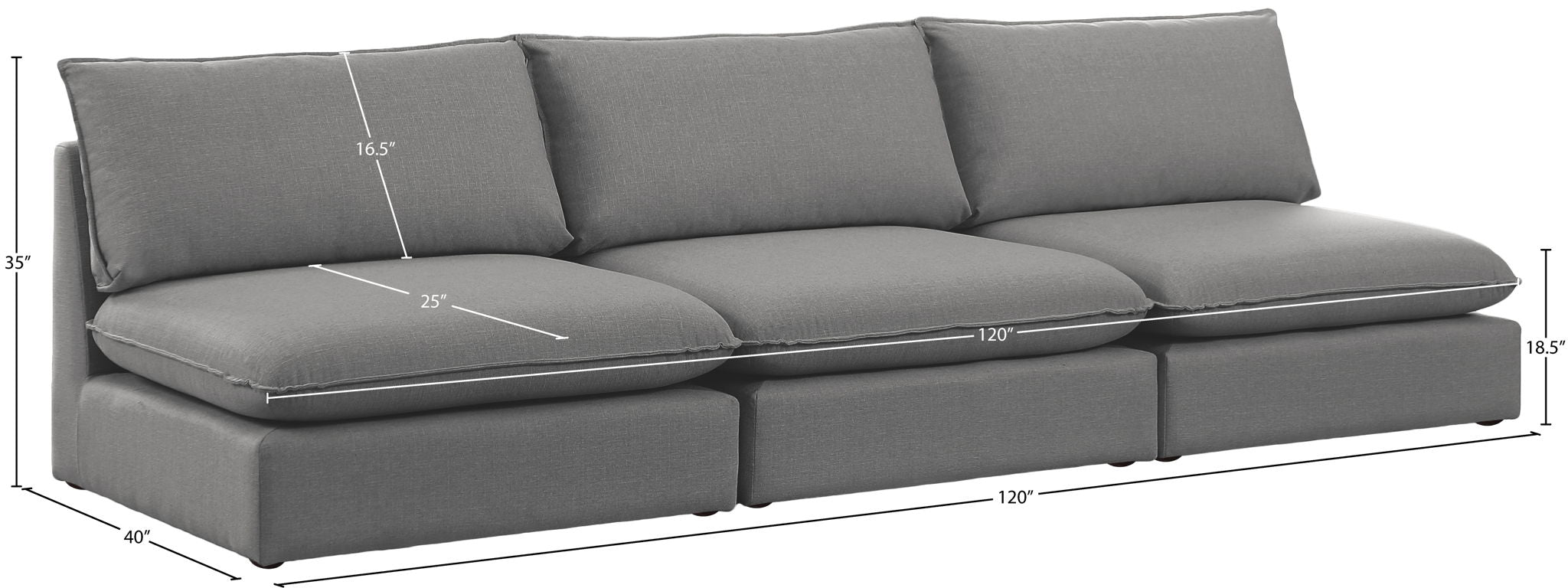 Mackenzie - Modular Sofa Armless - 3 Seats