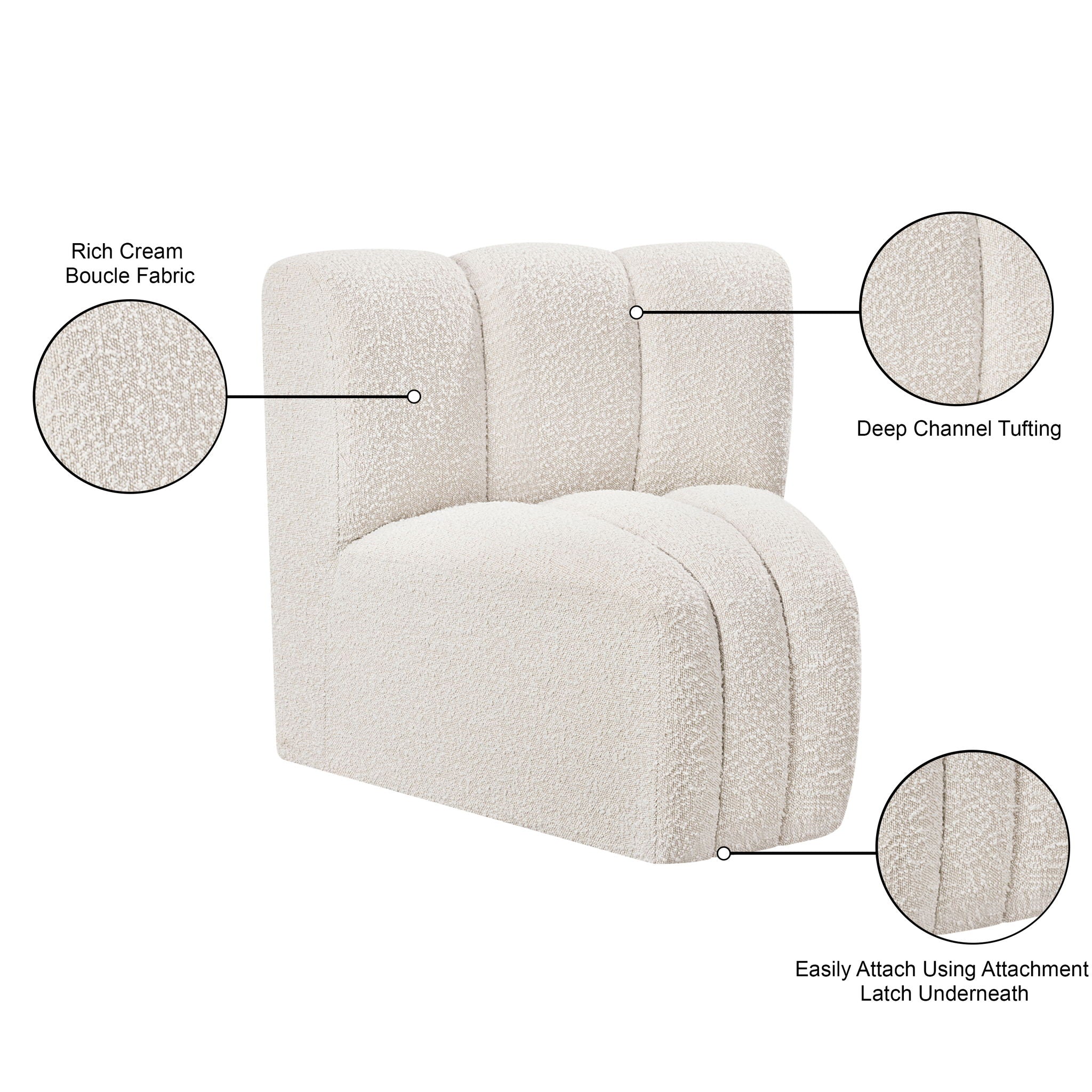 Arc - Boucle Fabric Curved Corner Chair