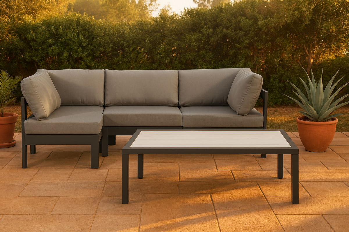 Nizuc - Outdoor Patio 4 Piece Modular Sectional With Gray Frame