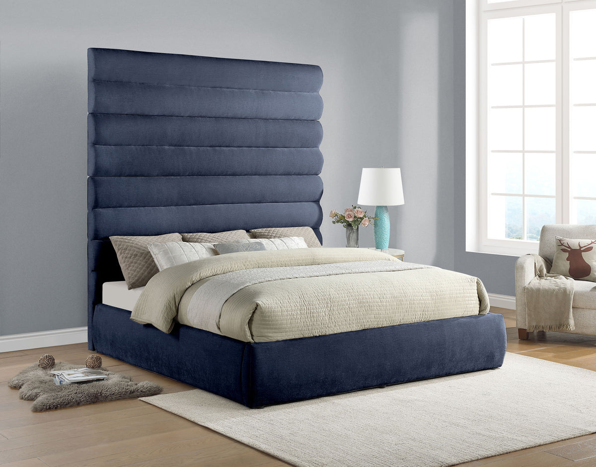 Adam - Chenille Fabric Bed With 89" Headboard