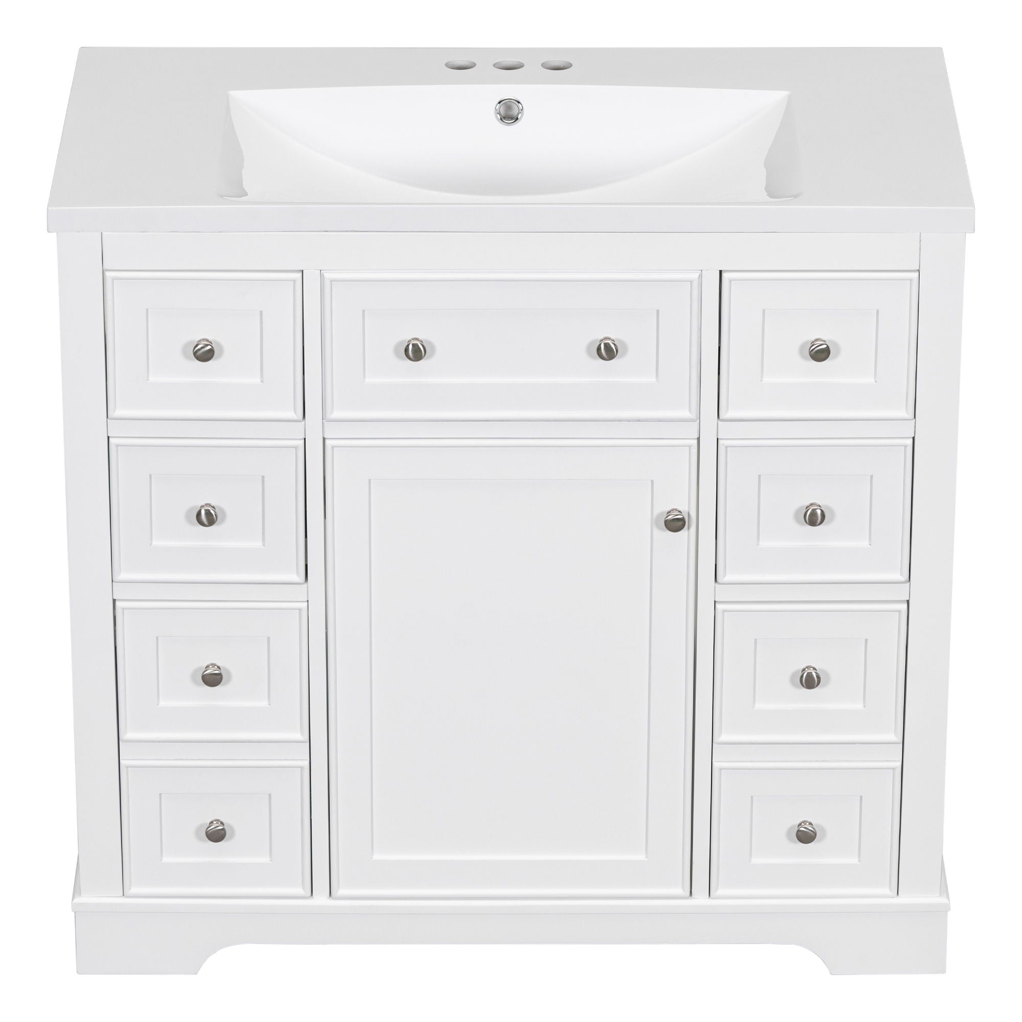 Modern Bathroom Vanity With Sink Combo, 6 Drawers And 1 Cabinet