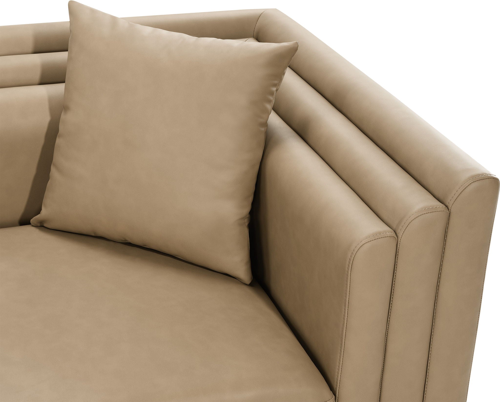 Everett - Vegan Leather 88.5" Upholstered Sofa - Tan