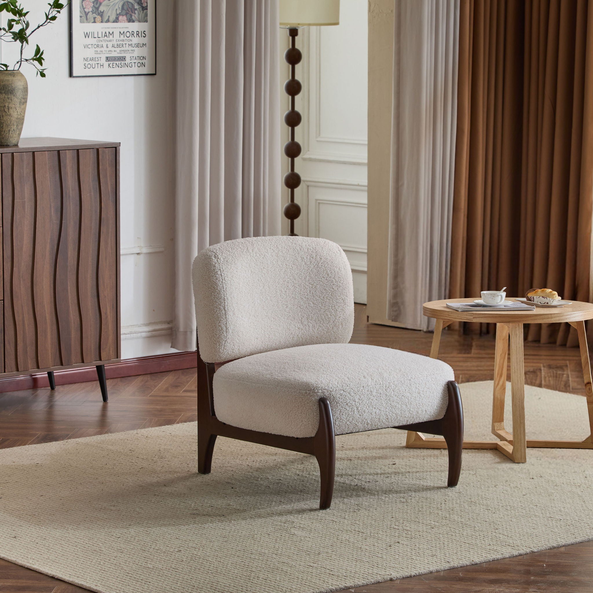 Modern Boucle Lounge Chair With Solid Wood Frame, Soft And Durable Boucle Upholstery - Beige