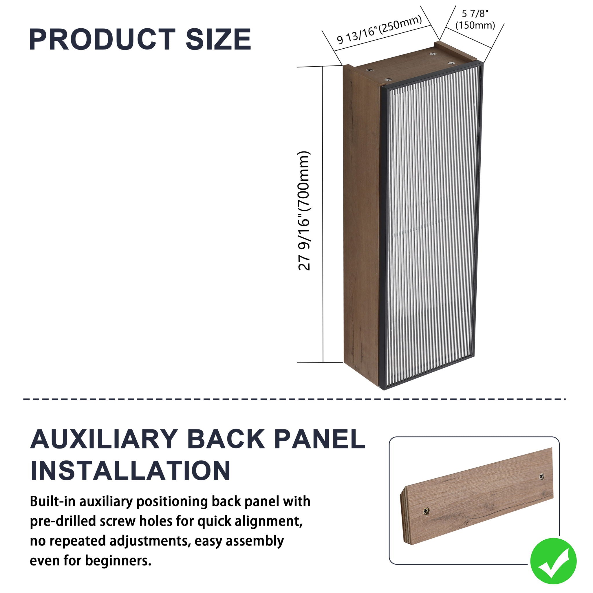 30" Wall Mounted Mirror Cabinet With Door - Imitative Oak