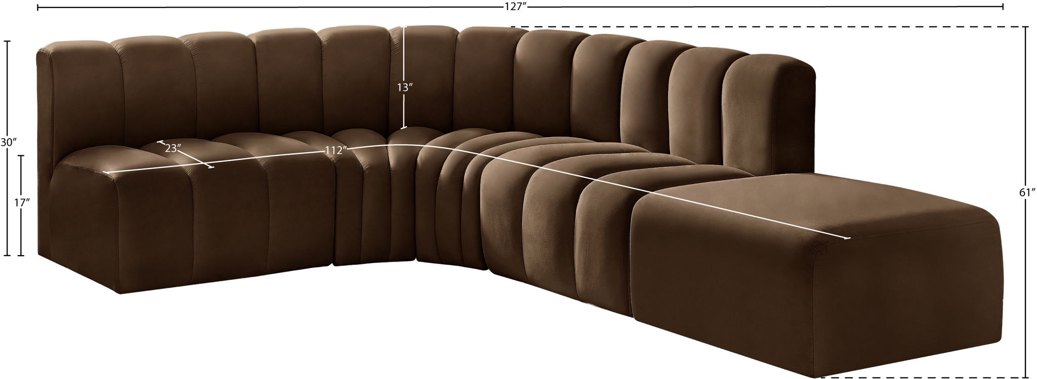 Arc - Velvet 5 Piece Corner Modular Sofa