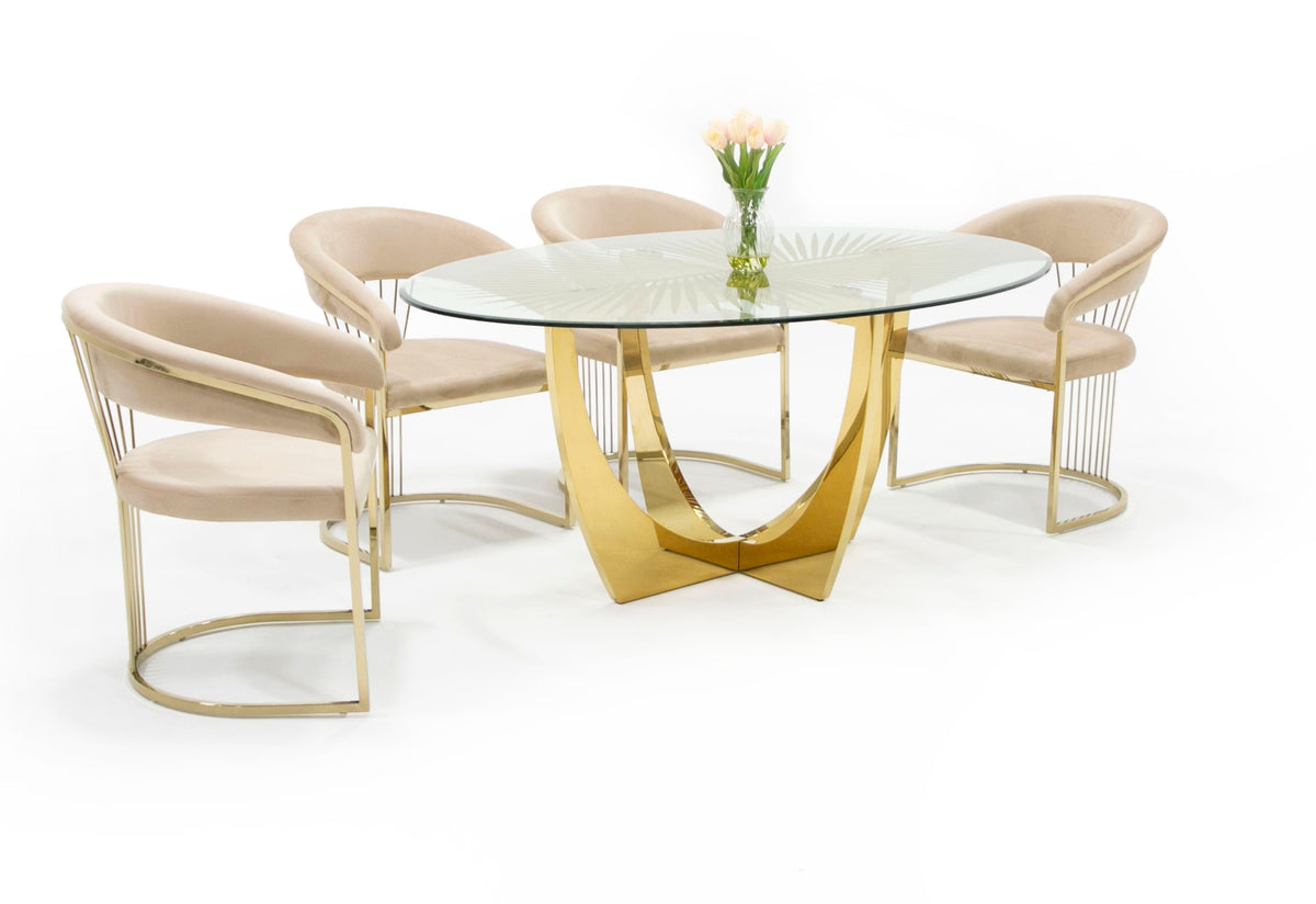 Chambers - Glass & Gold Dining Table