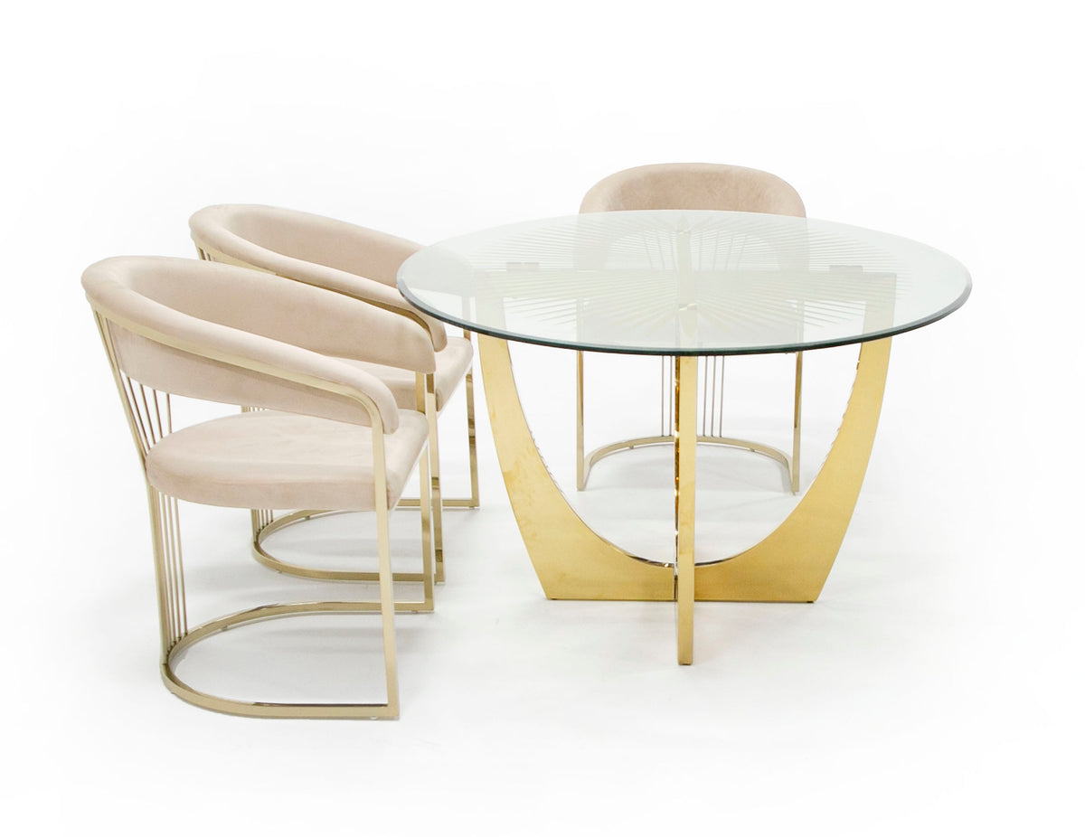 Chambers - Glass & Gold Dining Table