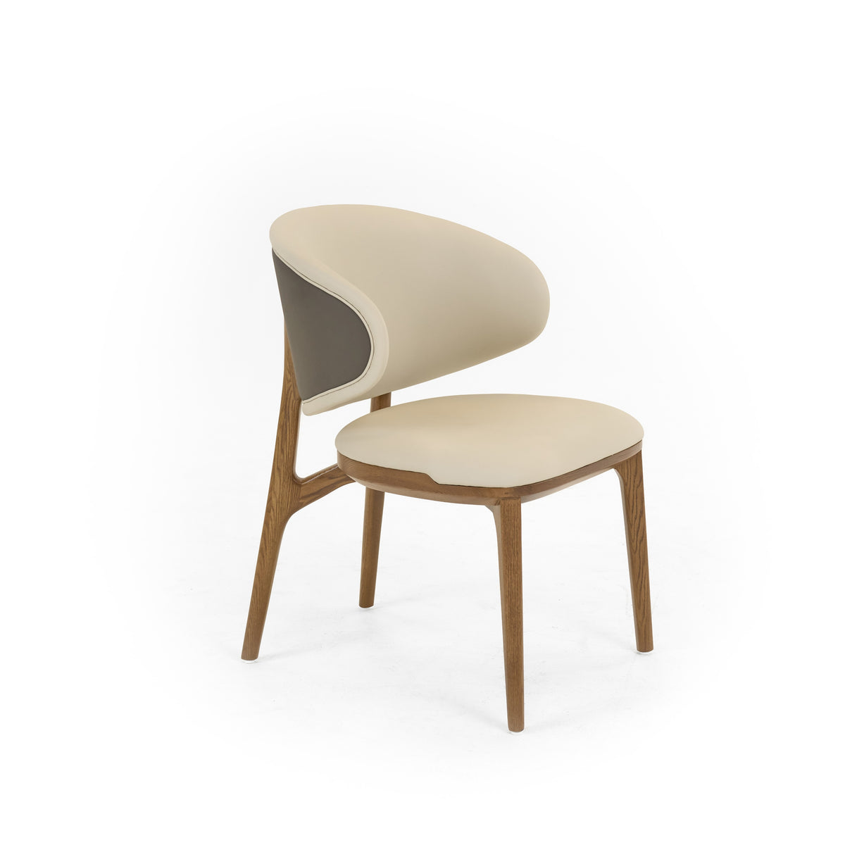 Chance - Contemporary Cream and Brown Leatherette Walnut Dining Chair