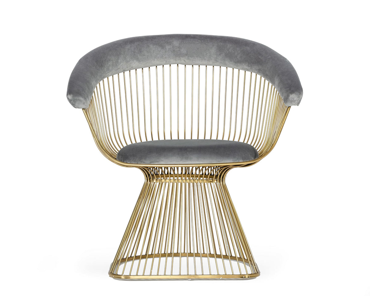 Chandler - Modern Grey Velvet & Gold Dining Chair