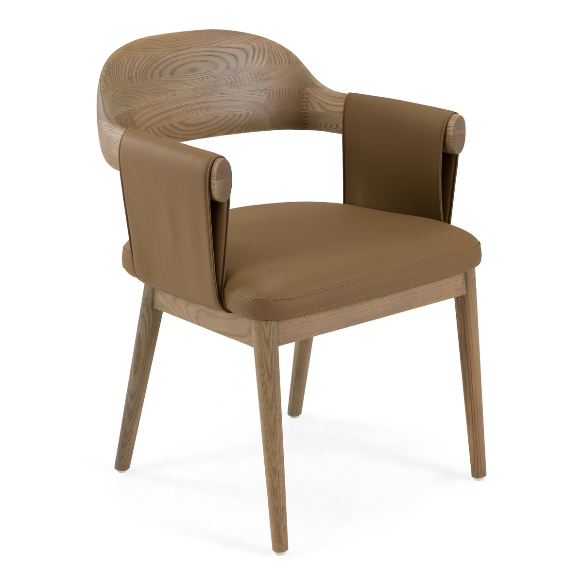 Chinook - Modern Brown Vegan Leather + Buckwheat Ash Dining Chair - original 1