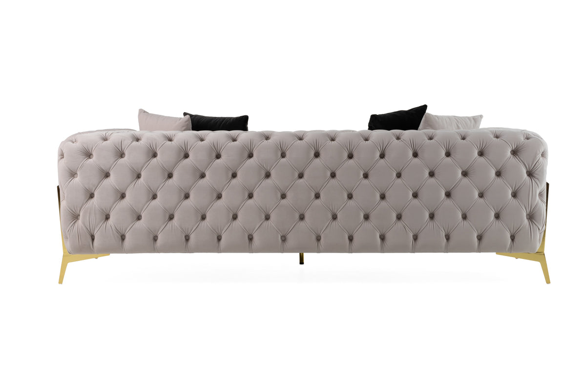 Clarice - Transitional Light Beige Velvet Sofa