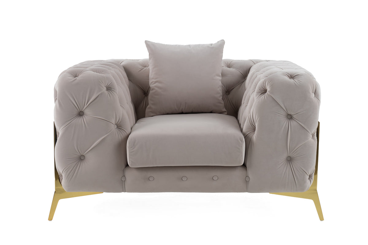 Clarice - Transitional Light Beige Velvet Chair