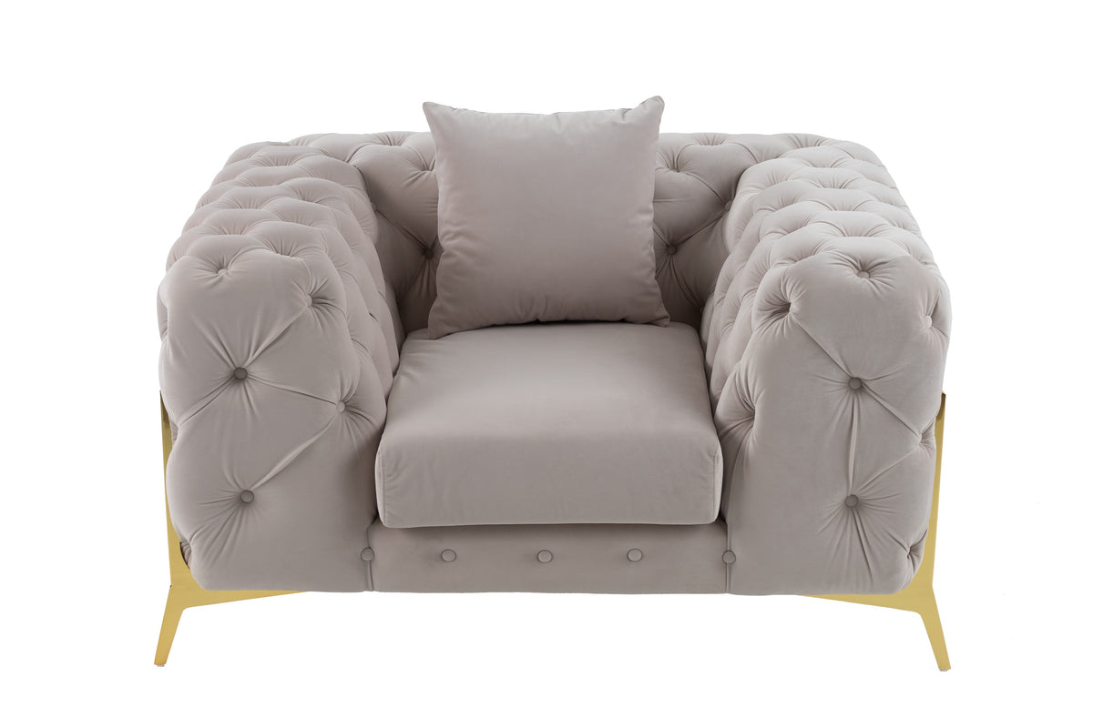 Clarice - Transitional Light Beige Velvet Chair