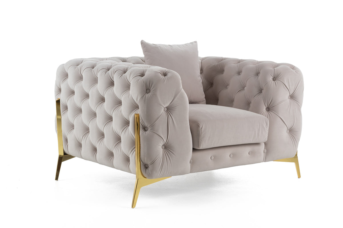 Clarice - Transitional Light Beige Velvet Chair