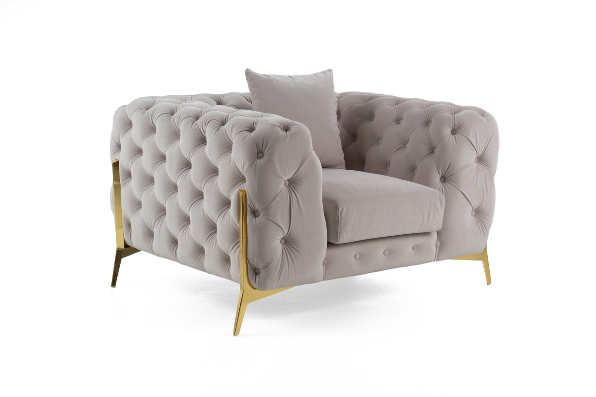Clarice - Transitional Light Beige Velvet Chair