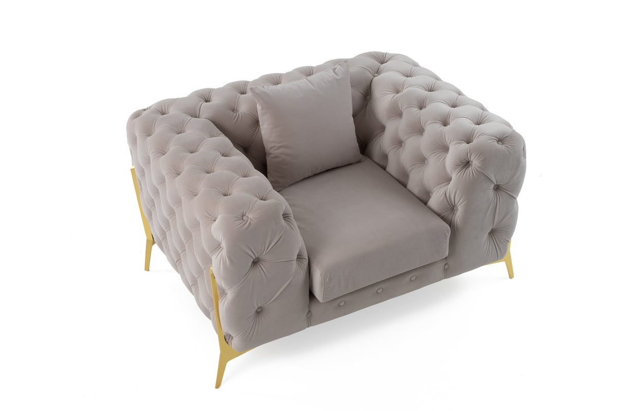 Clarice - Transitional Light Beige Velvet Chair