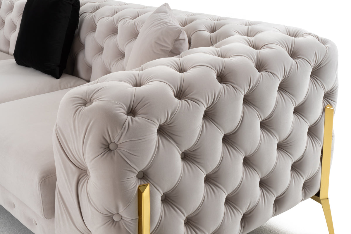Clarice - Transitional Light Beige Velvet Sectional Sofa