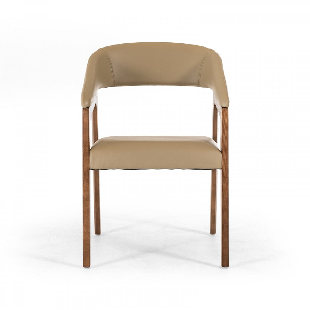 Clive Mid-Century Taupe & Walnut Dining Chair