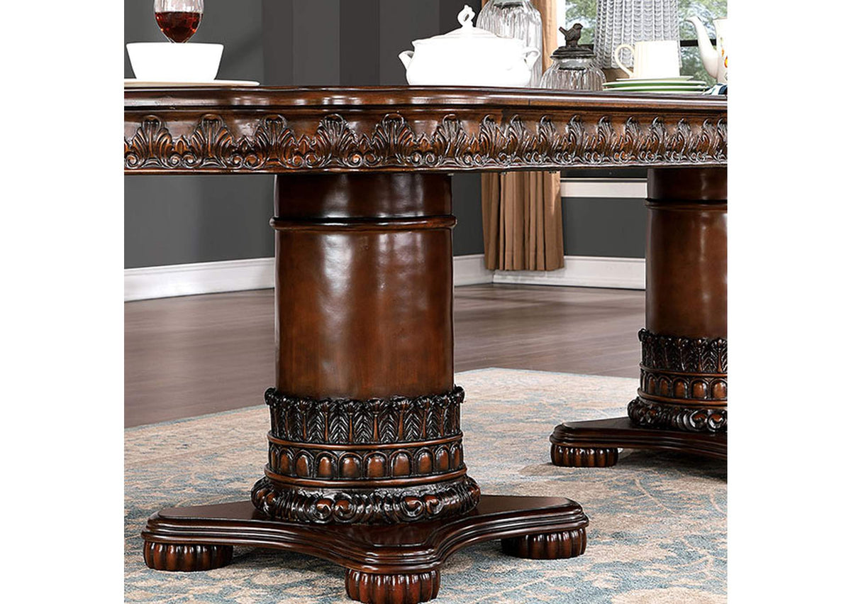 Canyonville Brown Cherry 7-Piece Traditional Solid Wood/Leatherette Dining Room Set (Dining Table & 6 Chairs)