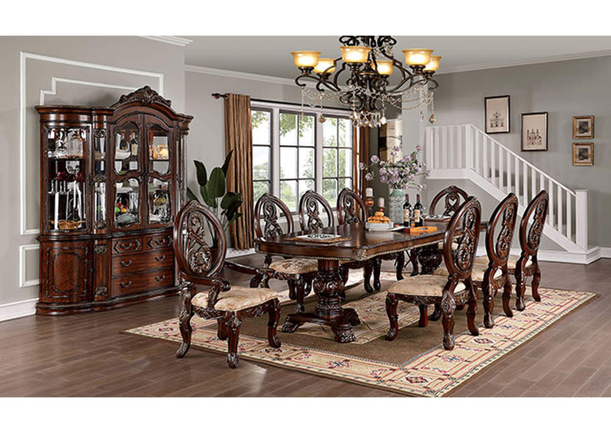 Normandy Brown Cherry 7-Piece Traditional Solid Wood Dining Room Set