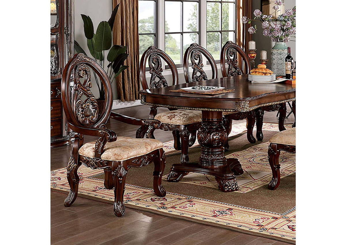 Normandy Brown Cherry 7-Piece Traditional Solid Wood Dining Room Set