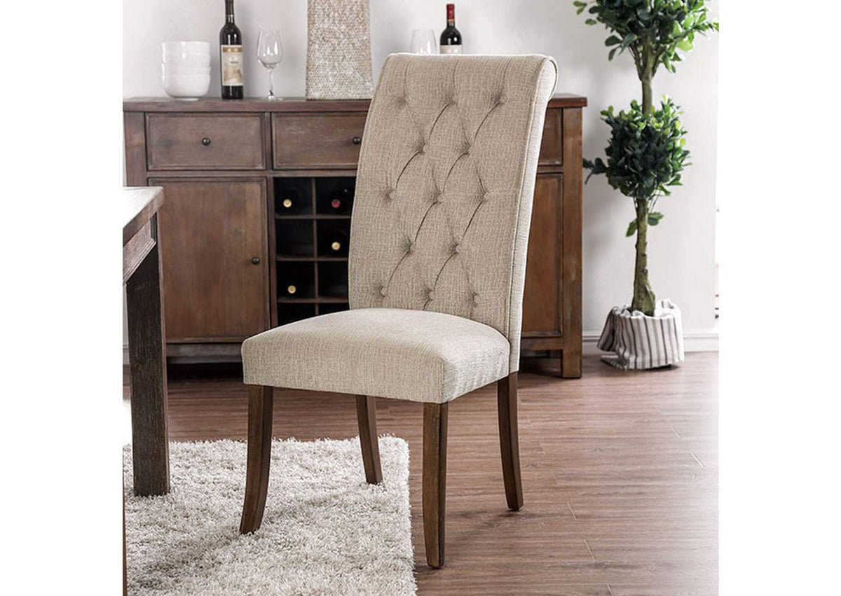 Sania Antique Oak/Beige Dining Chair, Set of 2