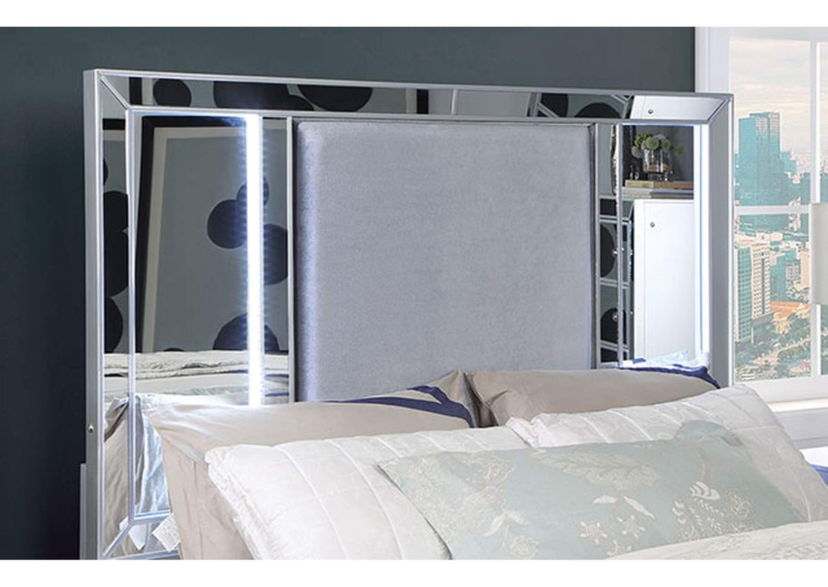 Belladonna Silver Glam Fabric Queen Bed