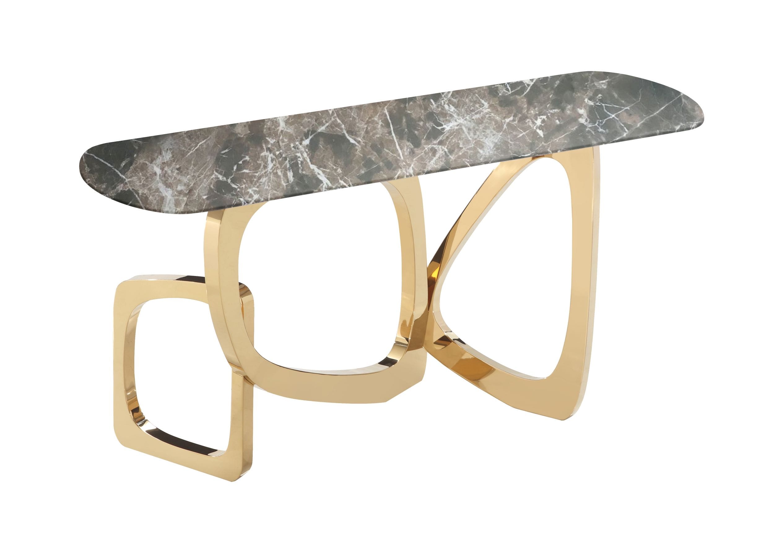 Modrest Colton - Glam Brown & Gold Console Table