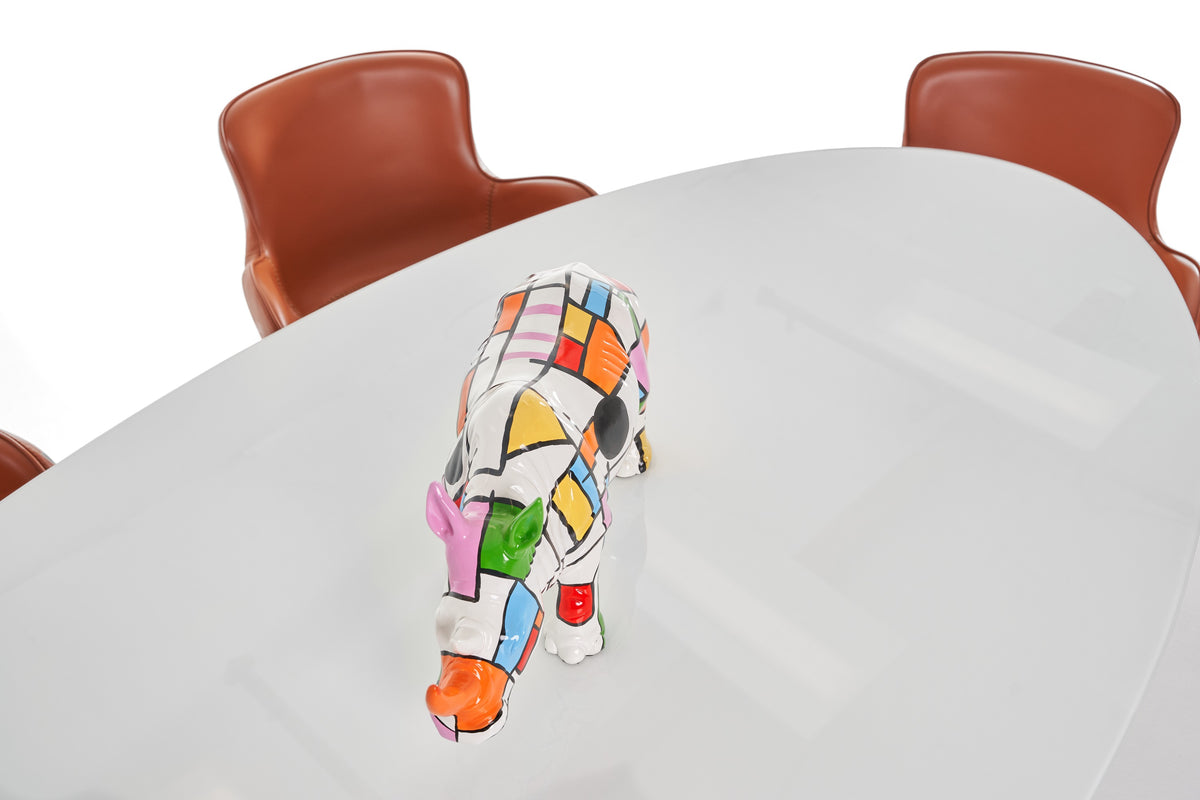 Corbett - Modern High Gloss White w/ Frosted Glass Dining Table