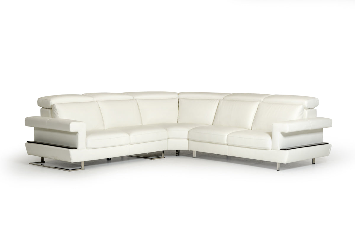 Crosby - Italian Modern White Leather Sectional Sofa