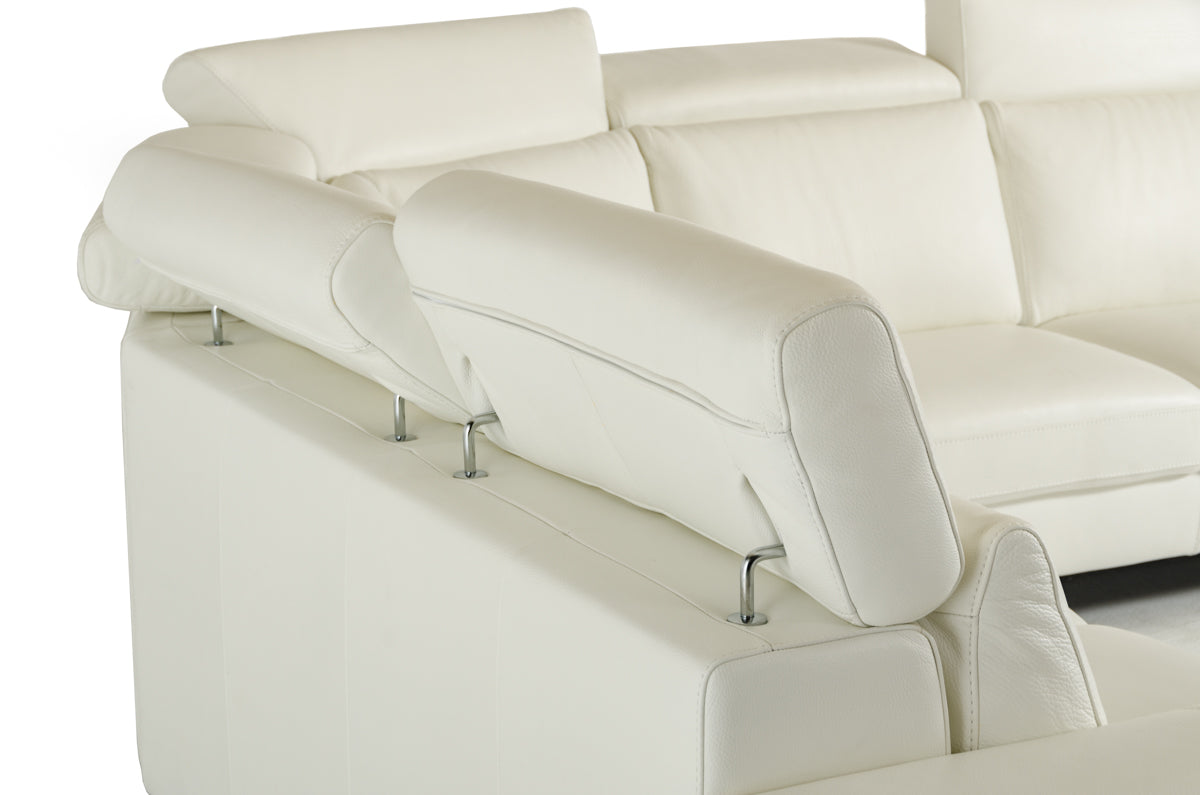 Crosby - Italian Modern White Leather Sectional Sofa
