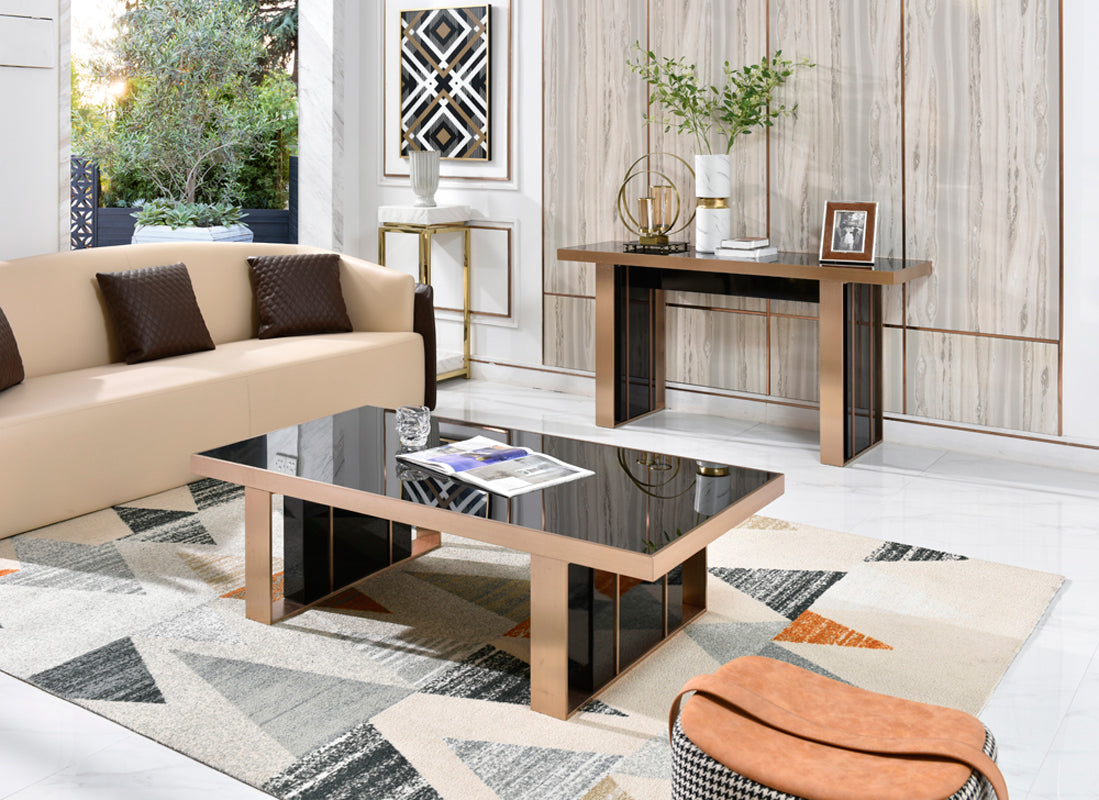 Cartier Modern Black & Rosegold Console Table