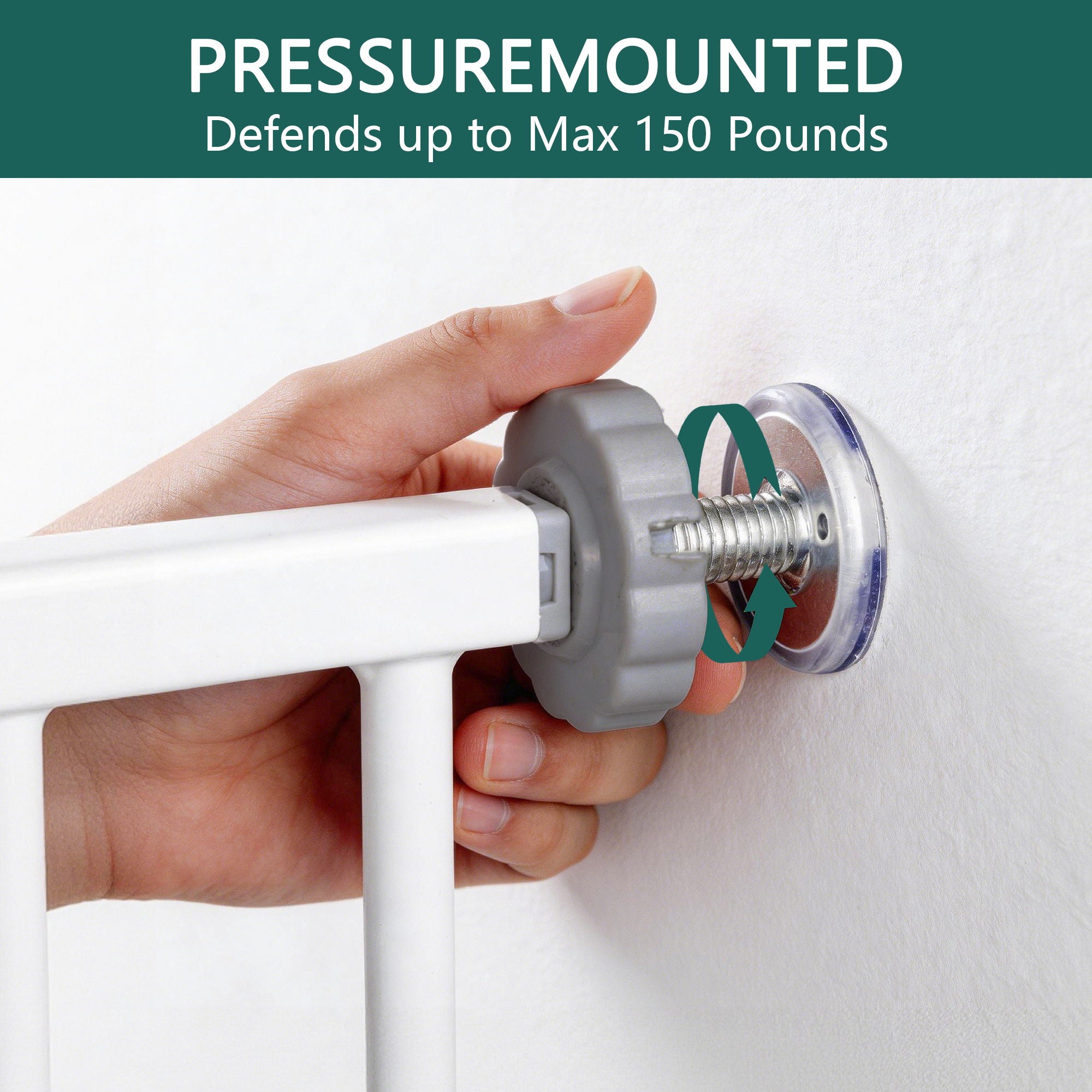 Pressure Mounted Baby Gate For Stairs - White